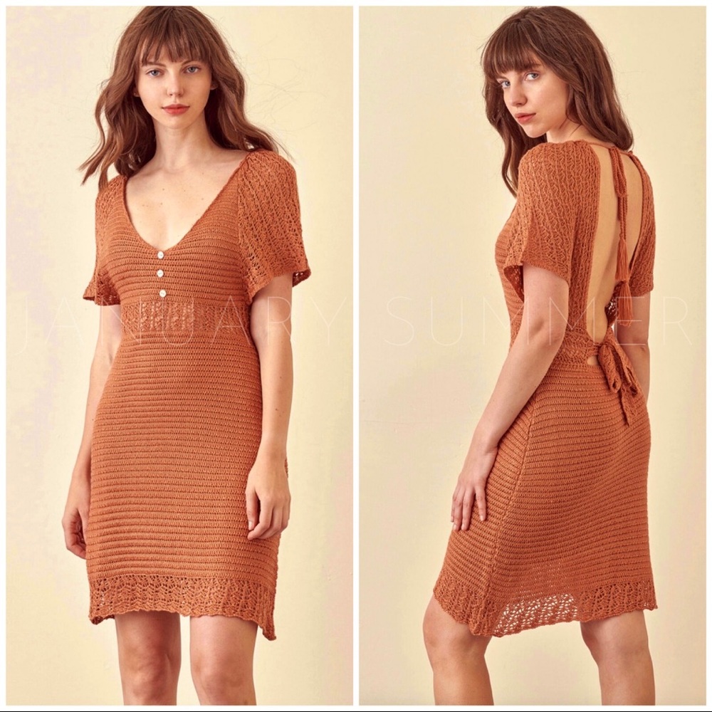 ☀️APRICOT CROCHET DRESS - Picture 3 of 7